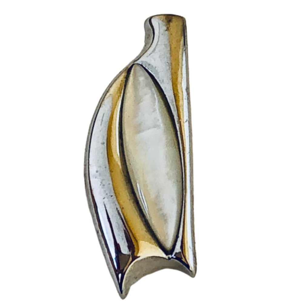 Sterling Silver 925 LUC Lucas Lameth Signed Mother of Pear Pendant Modernist - Picture 8 of 11